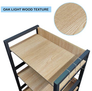 Lukzer Multi-Purpose Kitchen Rack – 3 Layer, MKR-003 (Metal Frame & Engineered Wood, White Frame/Oak Brown Board, Black Frame/Oak Brown Board)