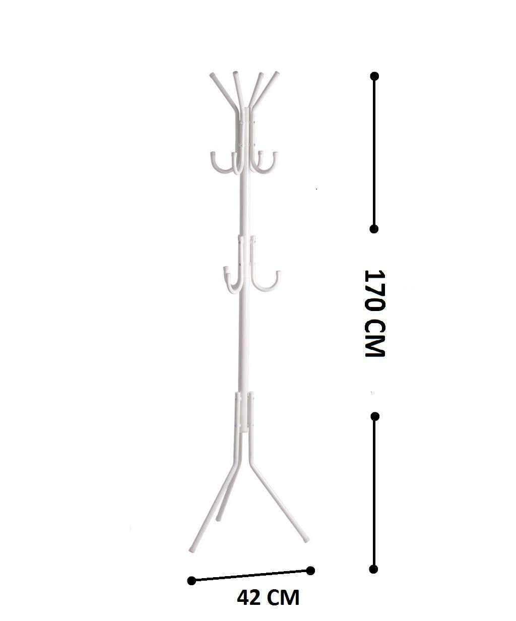 Lukzer 8-Hook Freestanding Metal Coat Stand – Stylish & Durable (Blue/White/Black, 170x42cm