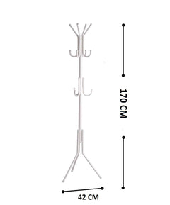Lukzer 8-Hook Freestanding Metal Coat Stand – Stylish & Durable (Blue/White/Black, 170x42cm