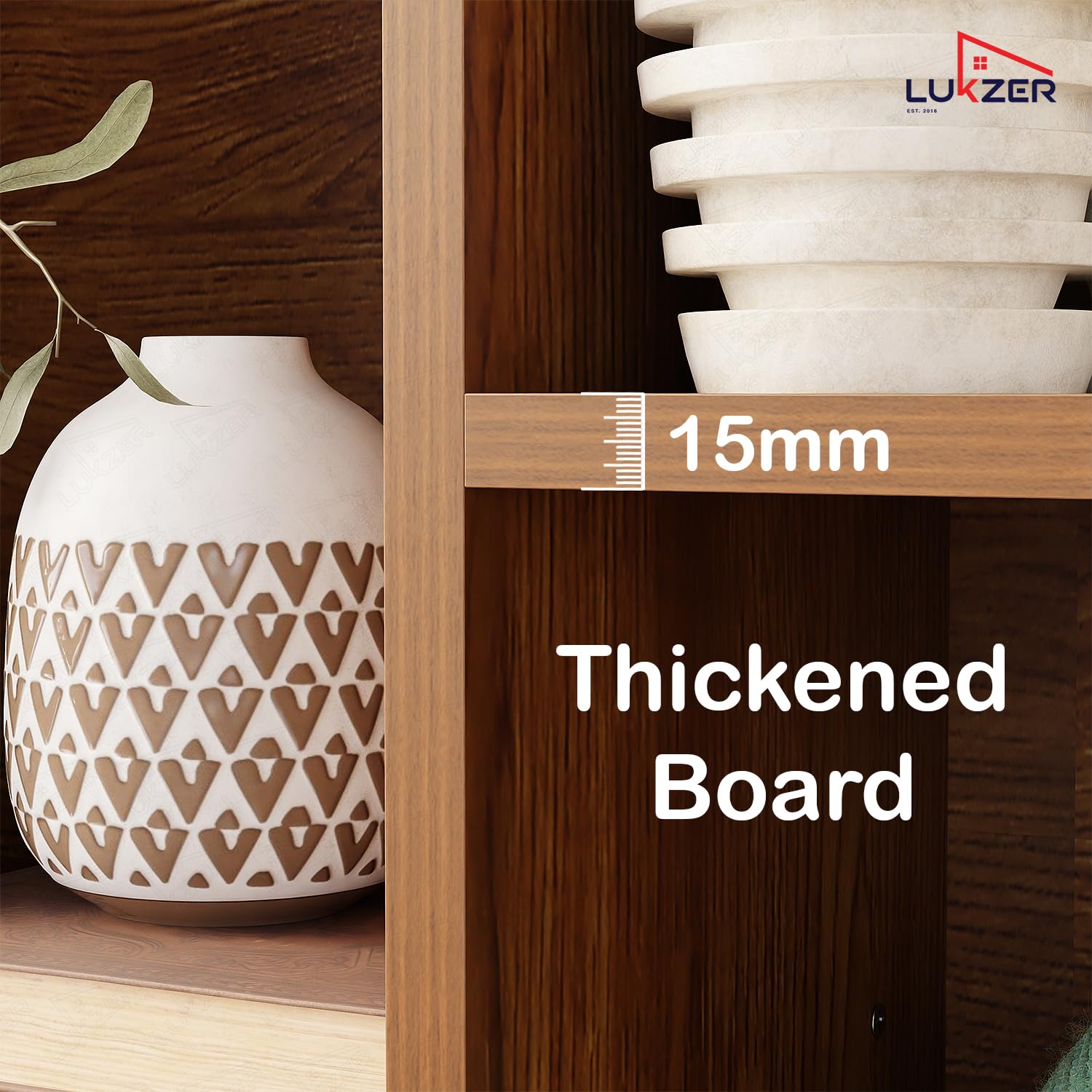 Lukzer Engineered Wood 5 Shelves Open Cabinet Bookshelf & Storage Organiser (MR-026/Oak Brown)