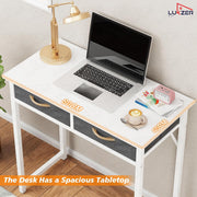 Lukzer Metal Frame & Engineered Wood Office & Study Computer Desk with Drawer (STM-006/White & White)