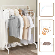 Lukzer Metal Cloth Stand with 2 Hanging Rods & Storage Shelf (MGS-002/White)