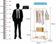 Lukzer Metal Garment Stand with 2 & 3 Bottom Shelves – Durable Clothing Organizer (Black/White)