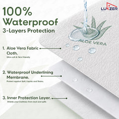 Lukzer 100% Waterproof Natural Aloe Vera Mattress Protector/Mattress Cover / King Size - (78" x 72" Inches) - (6.5 x 6 ft)