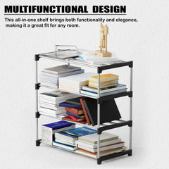 Lukzer Easy DIY Metal & Plastic Bookshelf/Storage Organizer – Black & Silver (3/4/5/6 Layers)