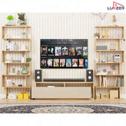 Lukzer 6-Layer S-Shaped Ladder Engineered Wood Open Bookshelf Rack (MR-002, Light Oak)