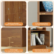 Lukzer 12 Open Cube Bookcase with Push Latch Doors & 2 Bottom Shelf (MR-033/Oak Brown)