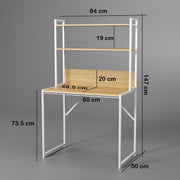 Lukzer 3-Layer Metal & Wooden Computer Desk & Study Table with Bookshelf (MST-006/White)