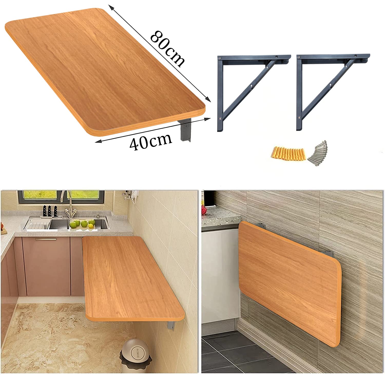 Multi-Function Wood Wall Mounted Folding Table | (MT-002/80×40cms)