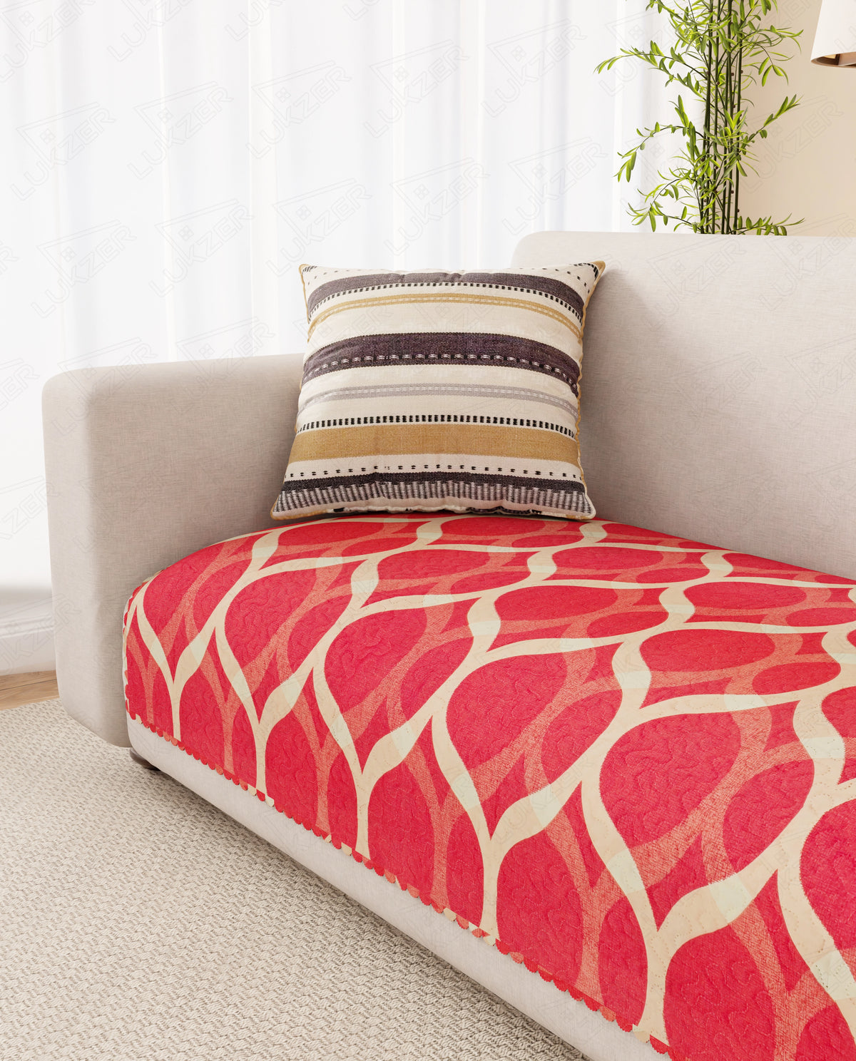 Lukzer Quilted Reversible Dessert Jewel Sofa Mat with WaveEdge Ultrasonic Cut (ONLY SEAT COVER) - SC-202-01WE