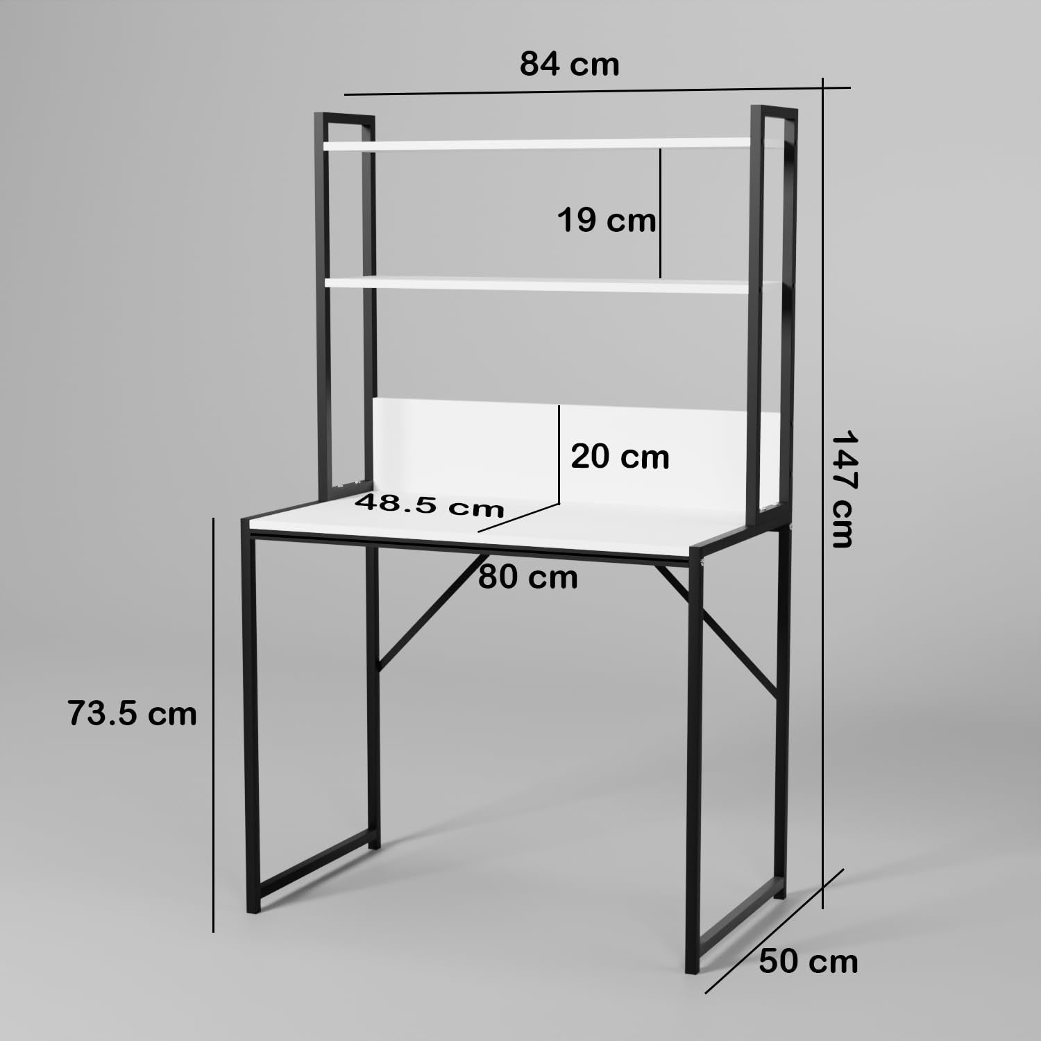 Metal &amp; Wood Computer Desk with 3 Shelves | (MST-006)