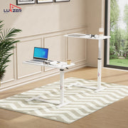 Lukzer Modern Adjustable Overbed Study Table with Wheels (MST-002/White & White)