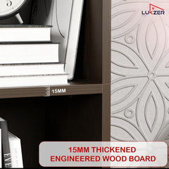 Lukzer 4 Layer Engineered Wood Storage Cabinet with Open Display Rack (MR-023/Wenge)