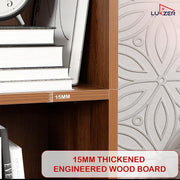 Lukzer 4 Layer Engineered Wood Storage Cabinet with Open Display Rack (MR-023/Oak Brown)