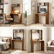 Lukzer Engineered Wood Computer Desk Study Table with Bookshelf Study Table (ST-006/Oak Brown)
