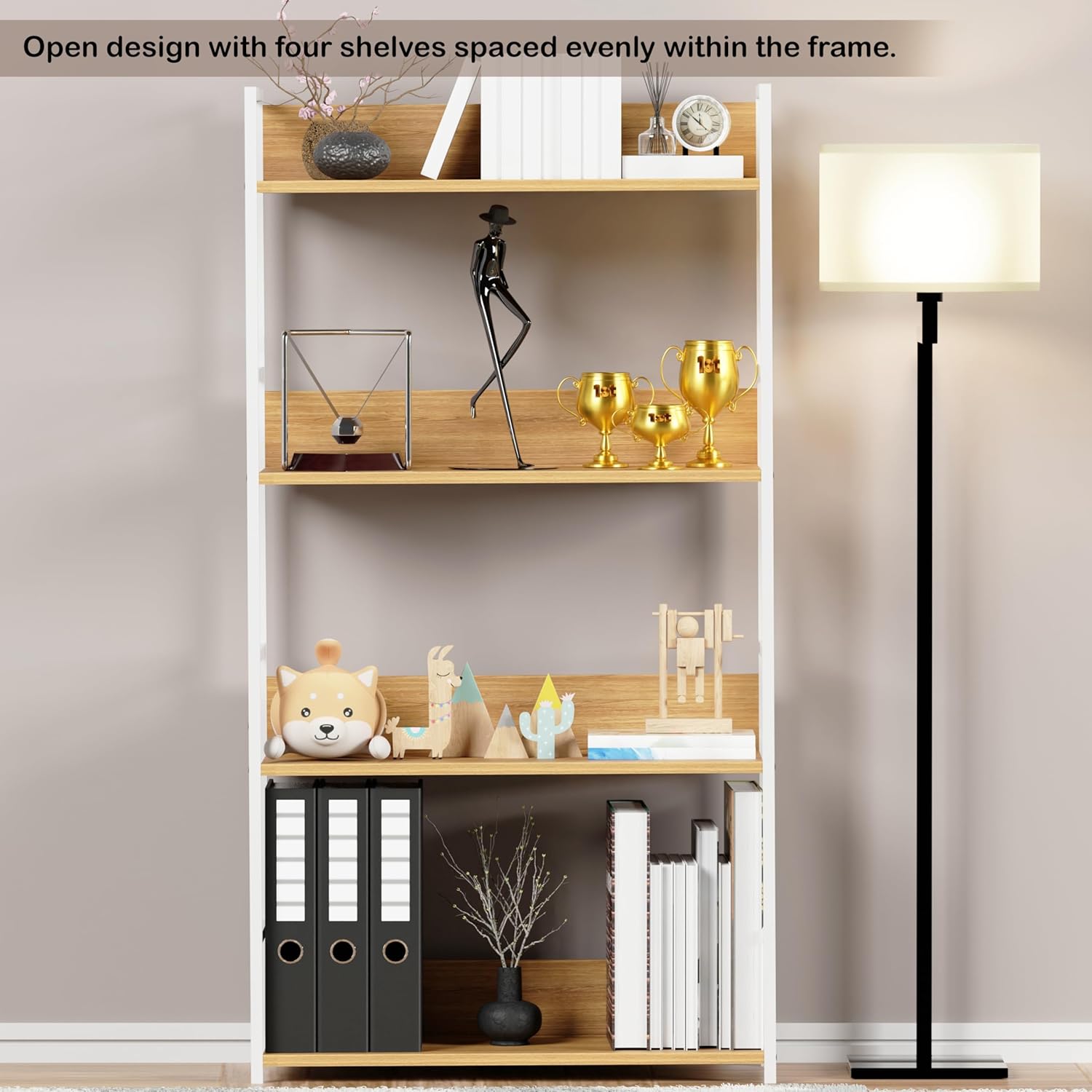 Lukzer 4-Layer Multipurpose Home Organiser Rack (MMR-001/White & Oak Light)