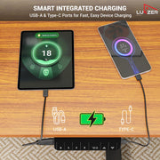 Lukzer Electric Height Adjustable Desk with Monitor Riser USB & Type-C Sit-Stand Table (EST-004/Black & Oak Brown)