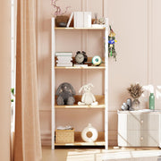 Lukzer 4-Tier Multipurpose Metal & Wood Kitchen Storage Rack (MKR-004/Oak Light with White)