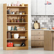 Lukzer Engineered Wood 6 Tier Bookcase Open Storage Cabinet (MR-007/Oak Light )