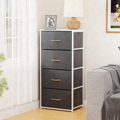 Lukzer 4-Drawer Fabric Storage Organizer for Closet (MMR-002/White & White)