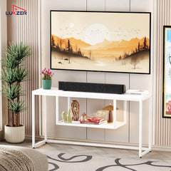 Lukzer TV Unit Stand for TVs up to 43 Inch Engineered Wood with Metal (MTU-002/White & White)