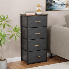 Lukzer 4-Drawer Fabric Storage Organizer for Closet (MMR-002/Black & Wenge)