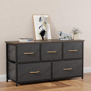 Lukzer 5-Drawer Fabric Storage Organizer for Closet (MMR-003/Black & Wenge)