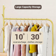 Lukzer Metal Garment Rack with Wheels & 1 Bottom Storage Shelf (MGR-005/Gold)