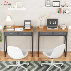 Lukzer Metal Frame & Engineered Wood Office & Study Computer Desk with Drawer (STM-006/Black & Oak Brown)