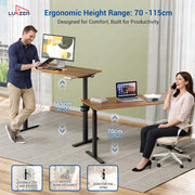Lukzer Dual Motor Electric Height Adjustable Desk th Memory Controller Standing Table EST-002/Black & Oak Brown)