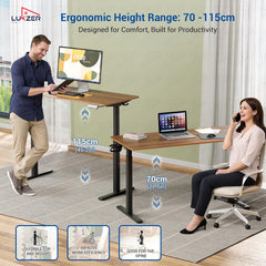 Lukzer Dual Motor Electric Height Adjustable Desk Memory Controller Standing Table EST-002/Black & Oak Brown)