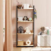 Lukzer 4-Tier Multipurpose Metal & Wood Kitchen Storage Rack (MKR-004/Oak Light with Black)