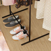 Curve Design Double Pole Garment Rack | (Black/160x63x43.5cms)