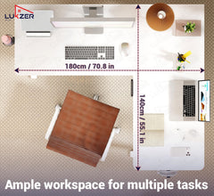 Lukzer L-Shape Electric Height Adjustable Study Desk (EST-001/White & White) 3-Years Warranty