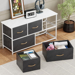 Lukzer 5-Drawer Fabric Storage Organizer for Closet (MMR-003/White & White)