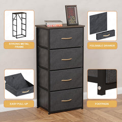 Lukzer 4-Drawer Fabric Storage Organizer for Closet (MMR-002/Black & Wenge)