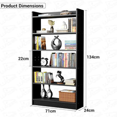 Lukzer Engineered Wood 6 Tier Bookcase Open Storage Cabinet (MR-007/Black)