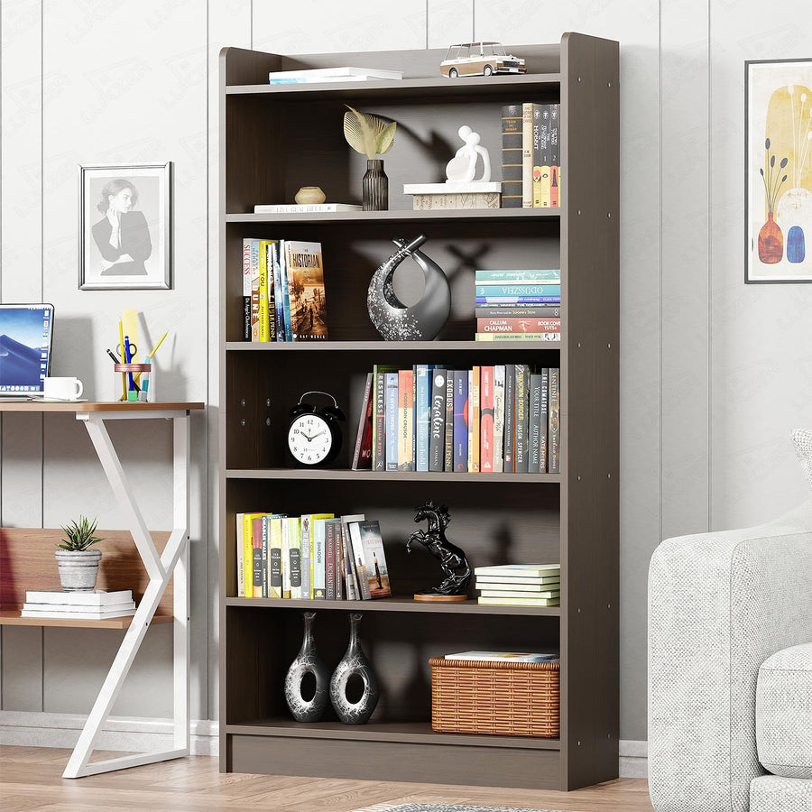 Lukzer Engineered Wood 6 Tier Bookcase Open Storage Cabinet (MR-007/Wenge)
