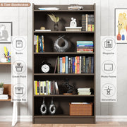 Lukzer Engineered Wood 6 Tier Bookcase Open Storage Cabinet (MR-007/Wenge)