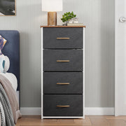 Lukzer 4-Drawer Fabric Storage Organizer for Closet (MMR-002/White & Oak Brown)