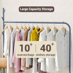 Lukzer Single Pole Portable Metal Garment Rack with 2 Bottom Shelves (MGR-008/Deep Sea)
