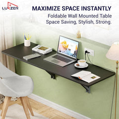 Lukzer Multi-purpose Engineered Wood Wall Mounted Foldable Rack Table (MT-001/Black)