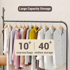 Lukzer Single Pole Portable Metal Garment Rack with 2 Bottom Shelves (MGR-008/Black)