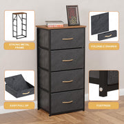 Lukzer 4-Drawer Fabric Storage Organizer for Closet (MMR-002/Black & Oak Brown)
