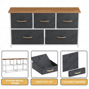 Lukzer 5-Drawer Fabric Storage Organizer for Closet (MMR-003/White & Oak Brown)