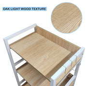 Lukzer 3-Tier Multipurpose Metal & Wood Kitchen Storage Rack (MKR-003/Oak Light with White)