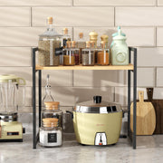 Lukzer 1-Tier Multipurpose Metal & Wood Kitchen Storage Rack (MKR-001/Oak Light with Black)