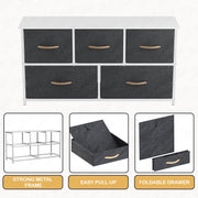 Lukzer 5-Drawer Fabric Storage Organizer for Closet (MMR-003/White & White)