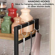 Lukzer 5-Tier Multipurpose Metal & Wood Kitchen Storage Rack (MKR-005/Oak Light with Black)