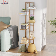 Lukzer 6-Tier Bamboo Plant Stand | Indoor Outdoor Tiered Plant Shelf Organizer